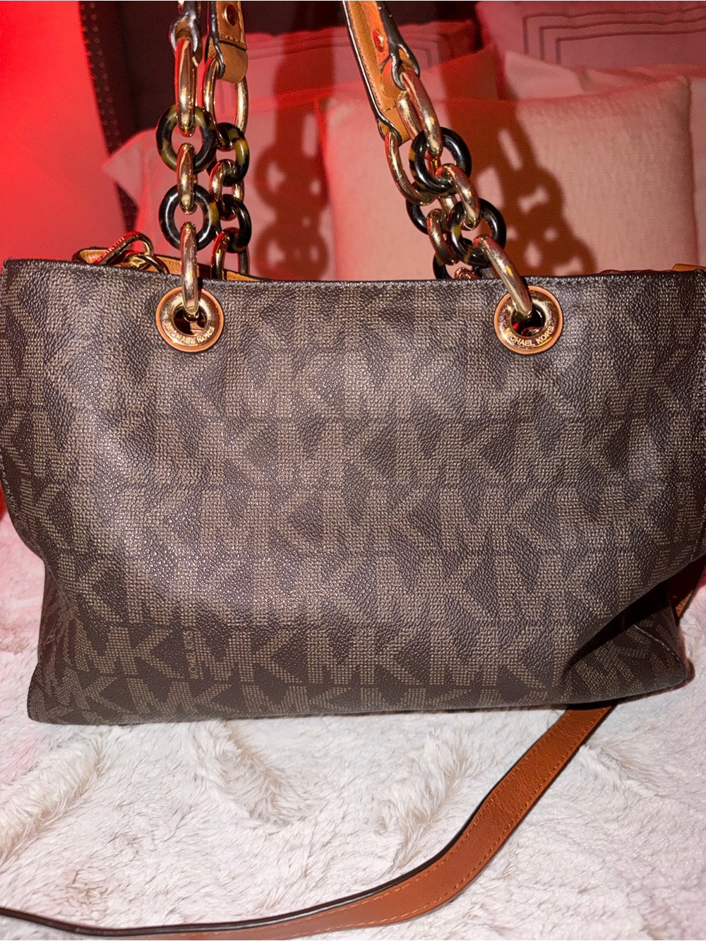 Michael Kors Brown Logo Chain-Handle Tote - Picture 4 of 6
